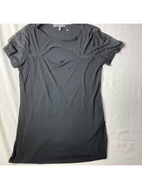 Elite Collection Womens Black Mesh Panel Short Sleeve Top Size M